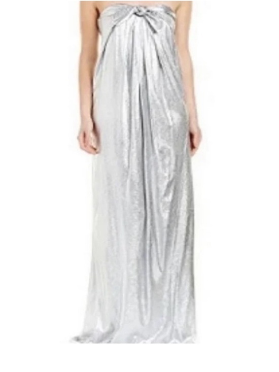 Halston Heritage Dresses & Skirts - Halston Silver Metallic Maxi Dress NWT